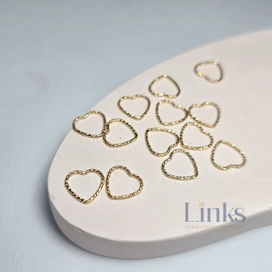 14k Gold Filled Sparkle Heart Connector - Links Permanent Jewellery Supplies