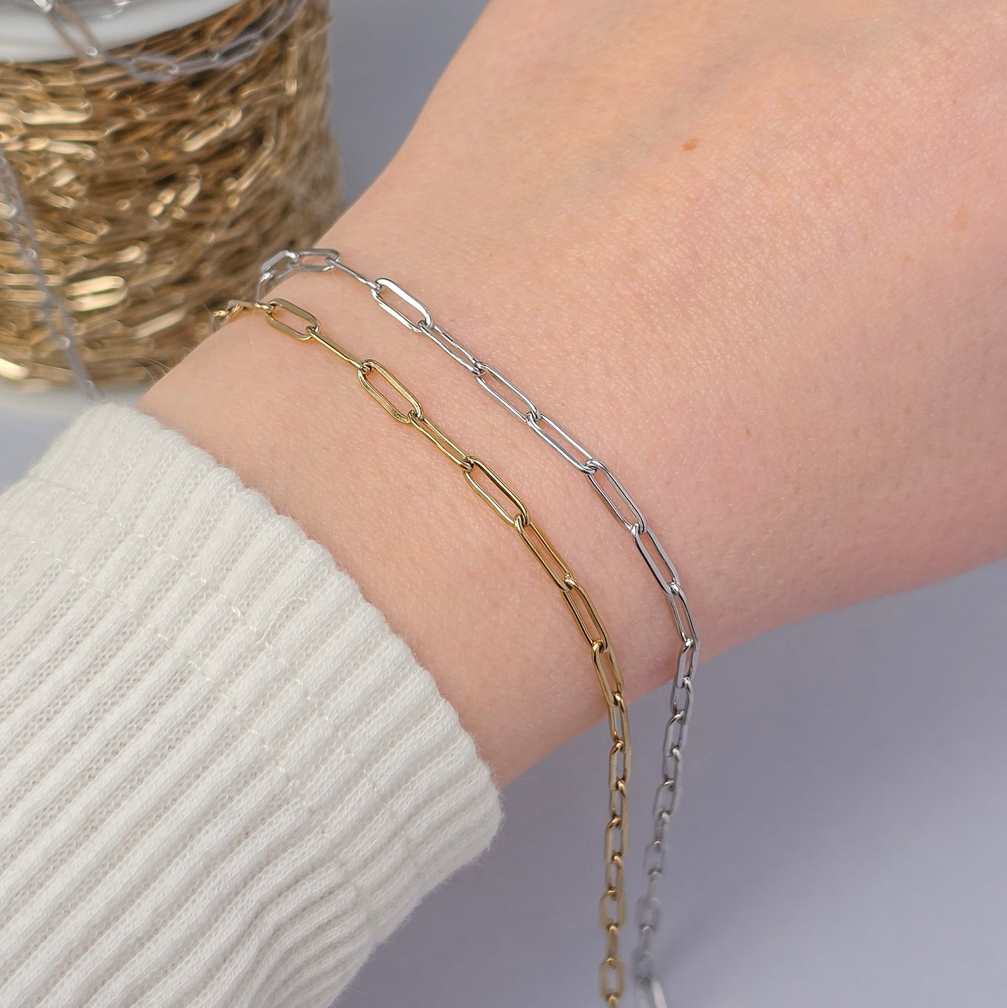 3mm PVD Stainless Steel Paperclip Chain