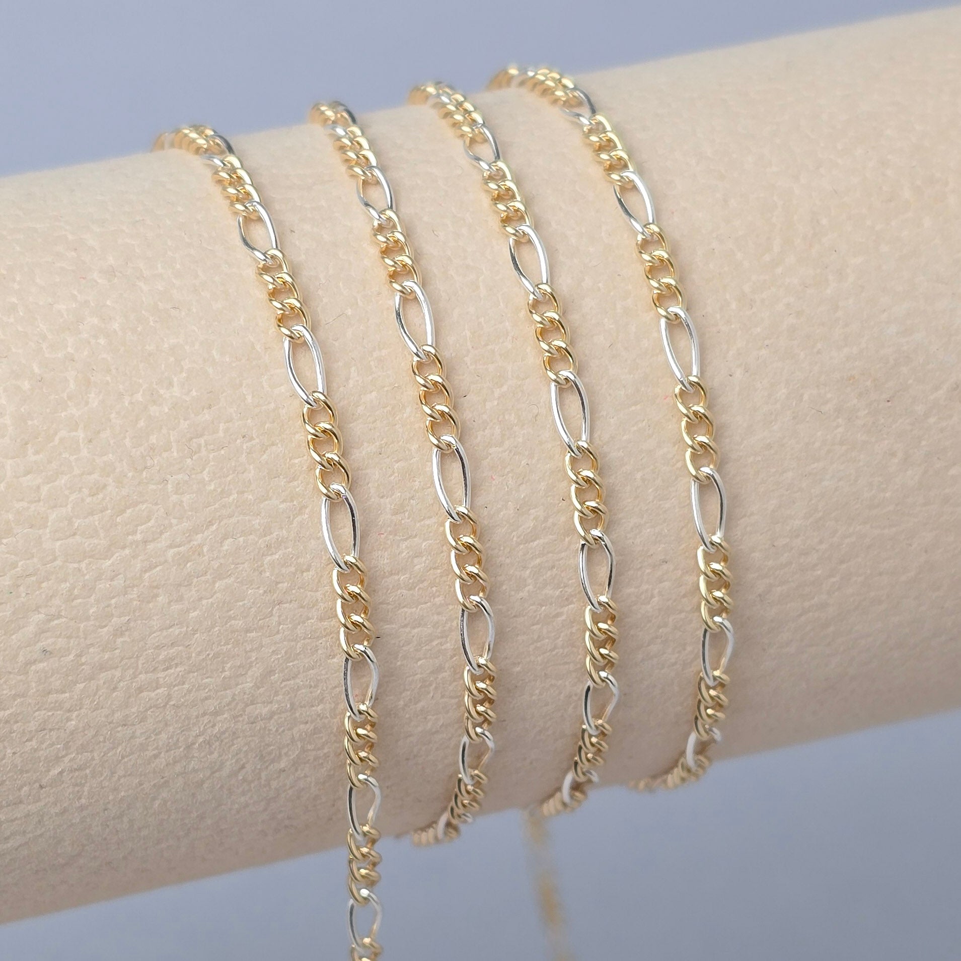 2.7mm Mixed Metal Figaro Chain