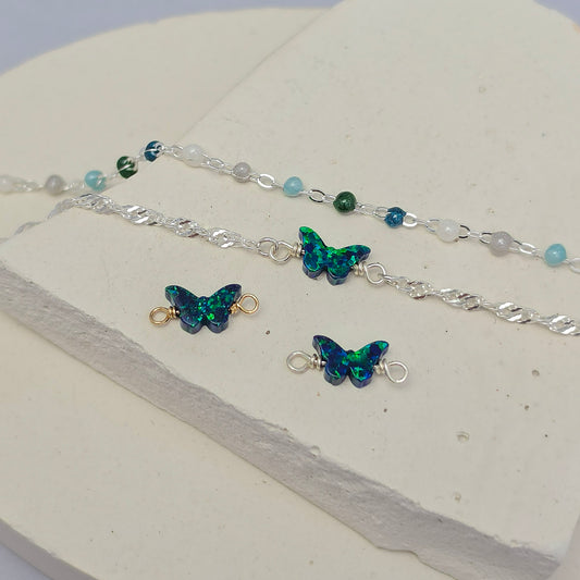 Opal Butterfly Connector Charm