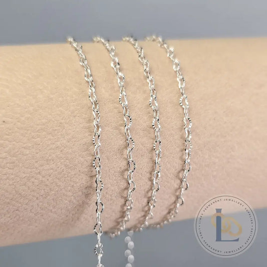 2.2mm 925 Sterling Silver Sunburst Heart Chain 1 meter