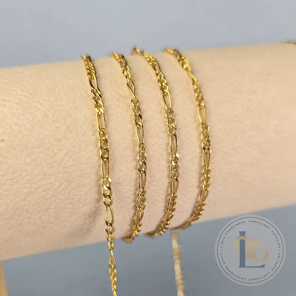2.4mm Chunky Figaro Chain - 14K Gold Filled & 925 Sterling Silver 14K Gold Filled / 1 Meter
