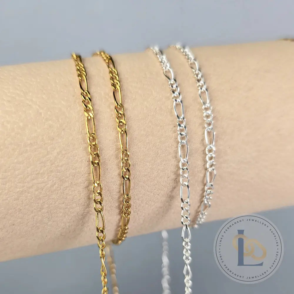 2.4mm Chunky Figaro Chain - 14K Gold Filled & 925 Sterling Silver