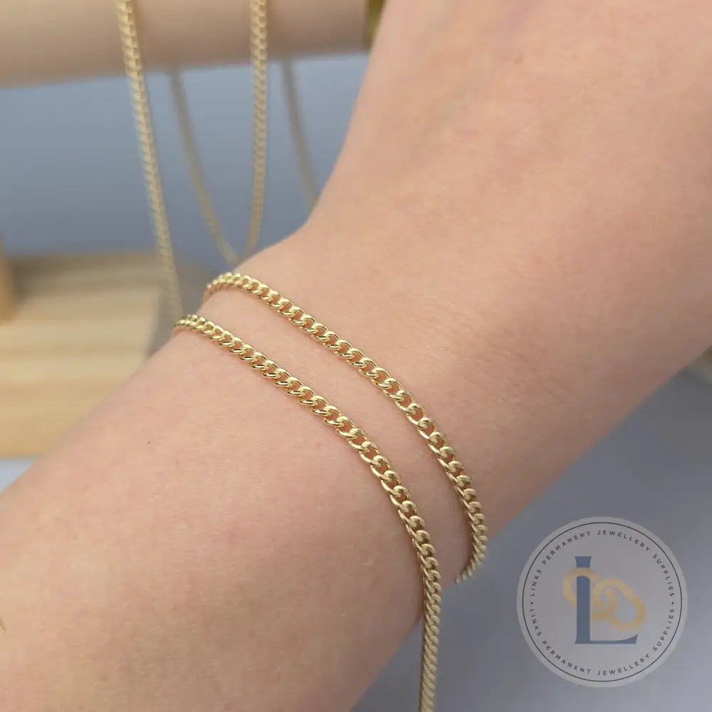 2.7mm 14k Gold Filled Cuban Curb Chain 1 meter