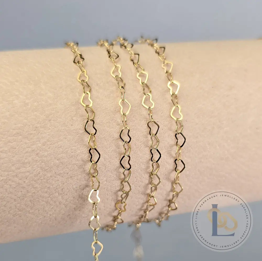 2.8mm Heart Chain - 14K Gold Filled & 925 Sterling Silver 14K Gold Filled / 1 Meter
