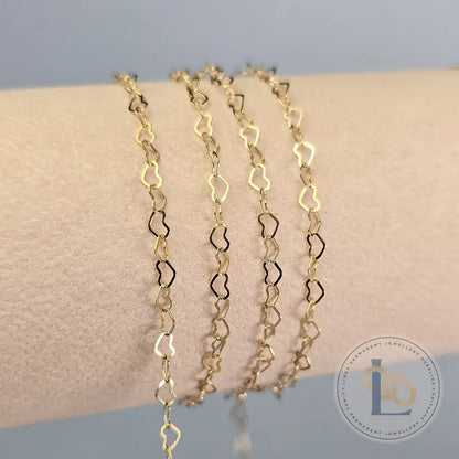 2.8mm Heart Chain - 14K Gold Filled & 925 Sterling Silver 14K Gold Filled / 1 Meter