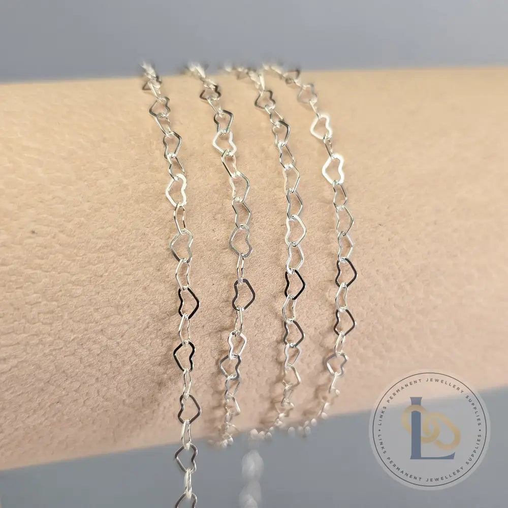 2.8mm Heart Chain - 14K Gold Filled & 925 Sterling Silver 925 Sterling Silver / 1 Meter