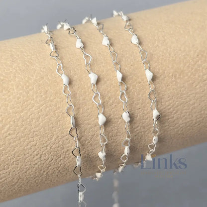 2.8mm Enamel Heart Chain - 14K Gold Filled & 925 Sterling Silver 925 Sterling Silver / 1 Meter
