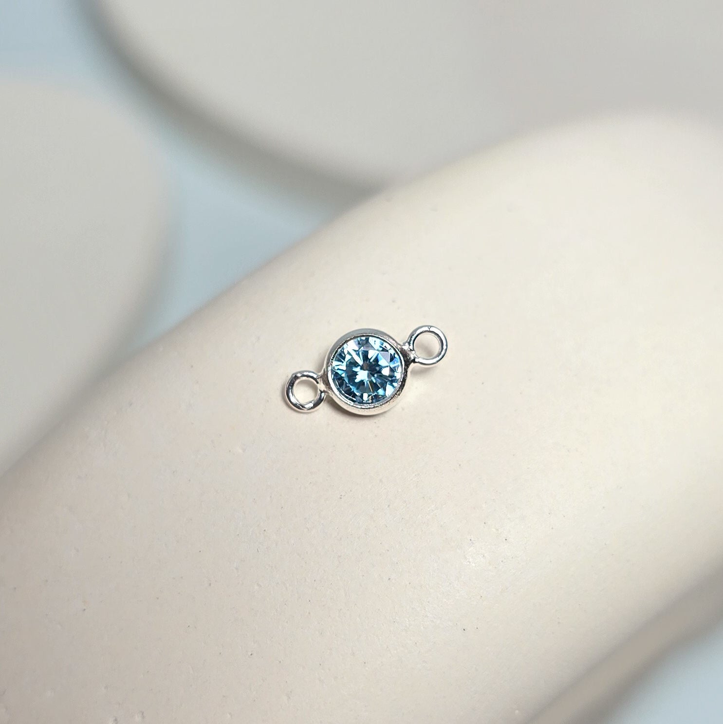 4mm Sterling Silver Birthstone Connector Charm - Links Permanent Jewellery Supplies