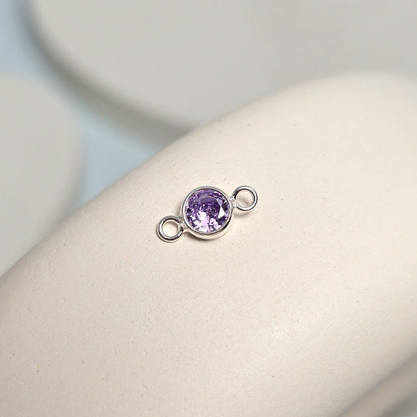 4mm Sterling Silver Birthstone Connector Charm - Links Permanent Jewellery Supplies