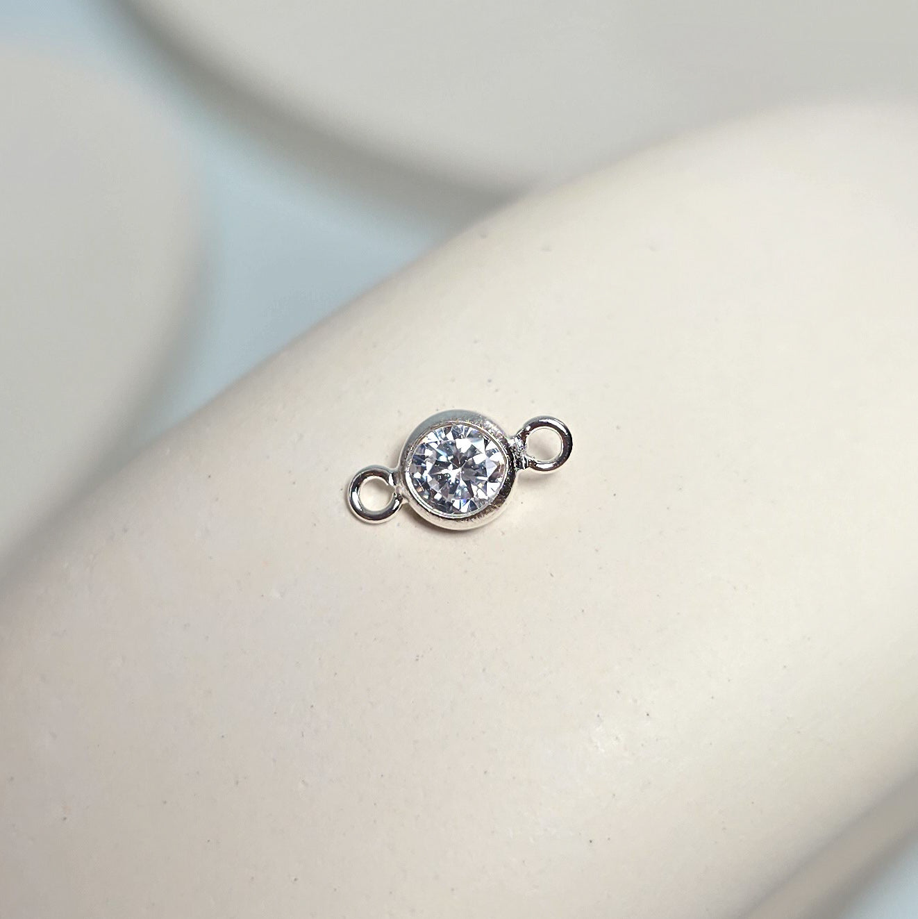 4mm Sterling Silver Birthstone Connector Charm - Links Permanent Jewellery Supplies