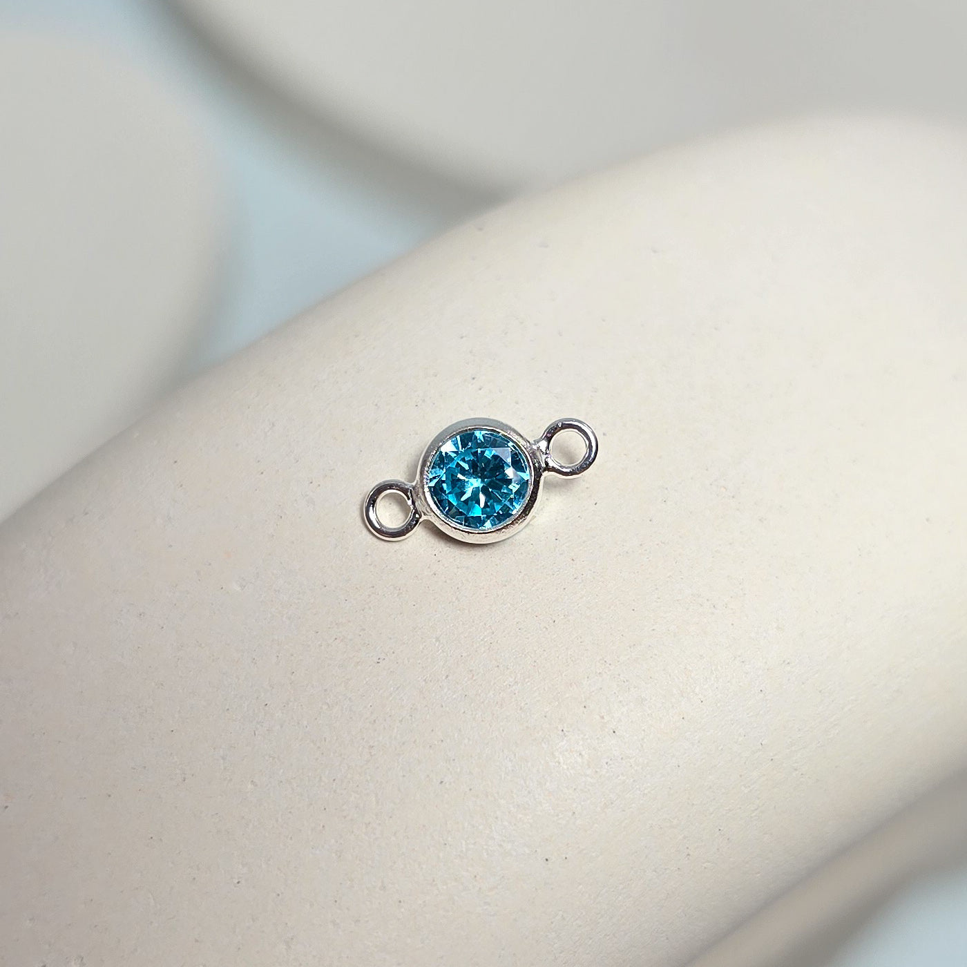 4mm Sterling Silver Birthstone Connector Charm - Links Permanent Jewellery Supplies