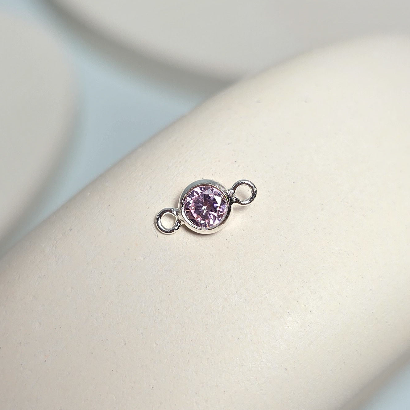 4mm Sterling Silver Birthstone Connector Charm - Links Permanent Jewellery Supplies