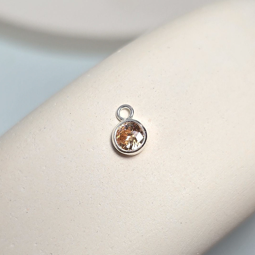 4mm Sterling Silver Birthstone Pendant Charm - Links Permanent Jewellery Supplies