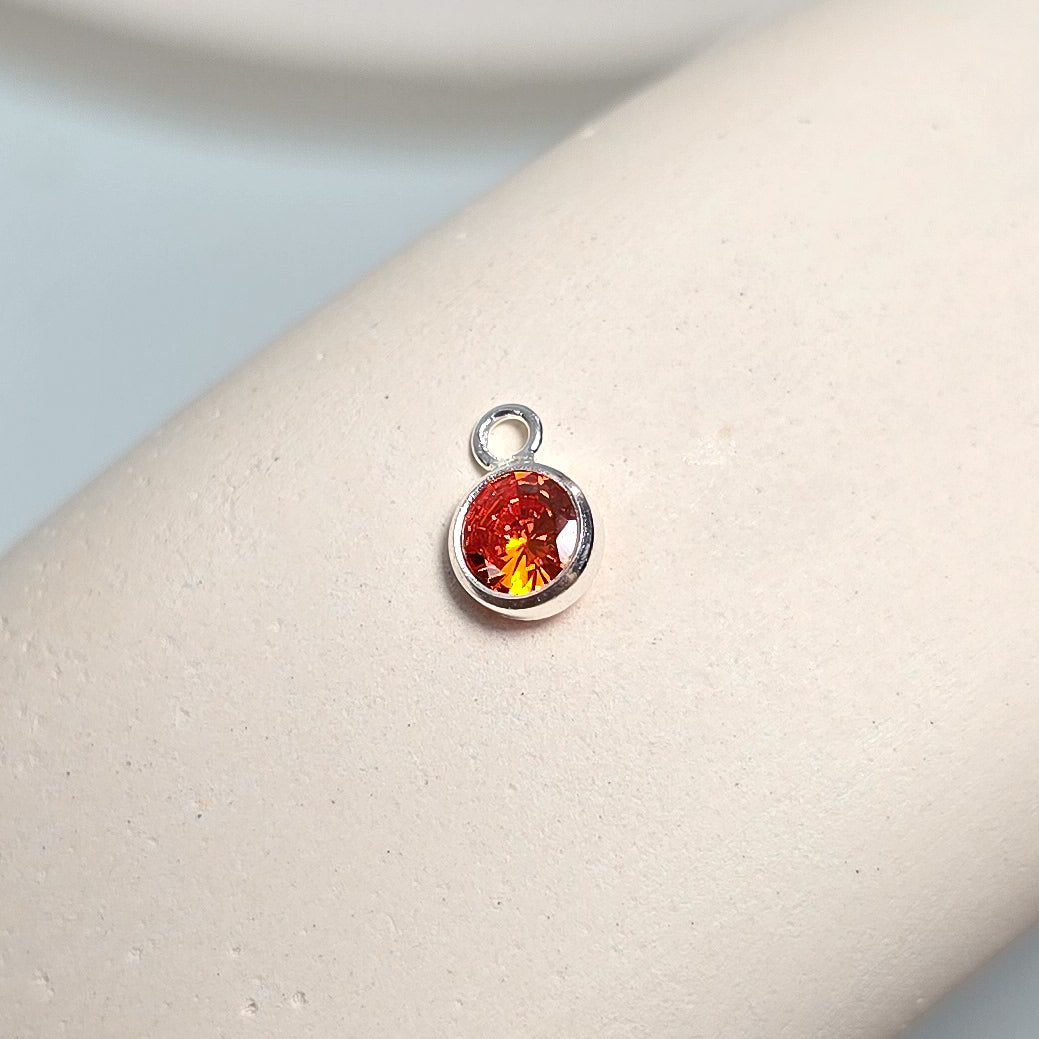 4mm Sterling Silver Birthstone Pendant Charm - Links Permanent Jewellery Supplies