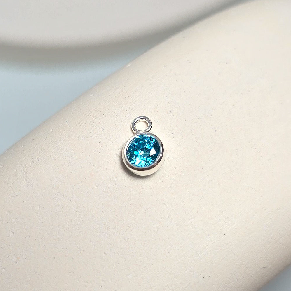 4mm Sterling Silver Birthstone Pendant Charm - Links Permanent Jewellery Supplies