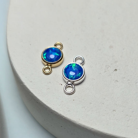 4mm Blue Opal Connector Charm - Links Permanent Jewellery Supplies