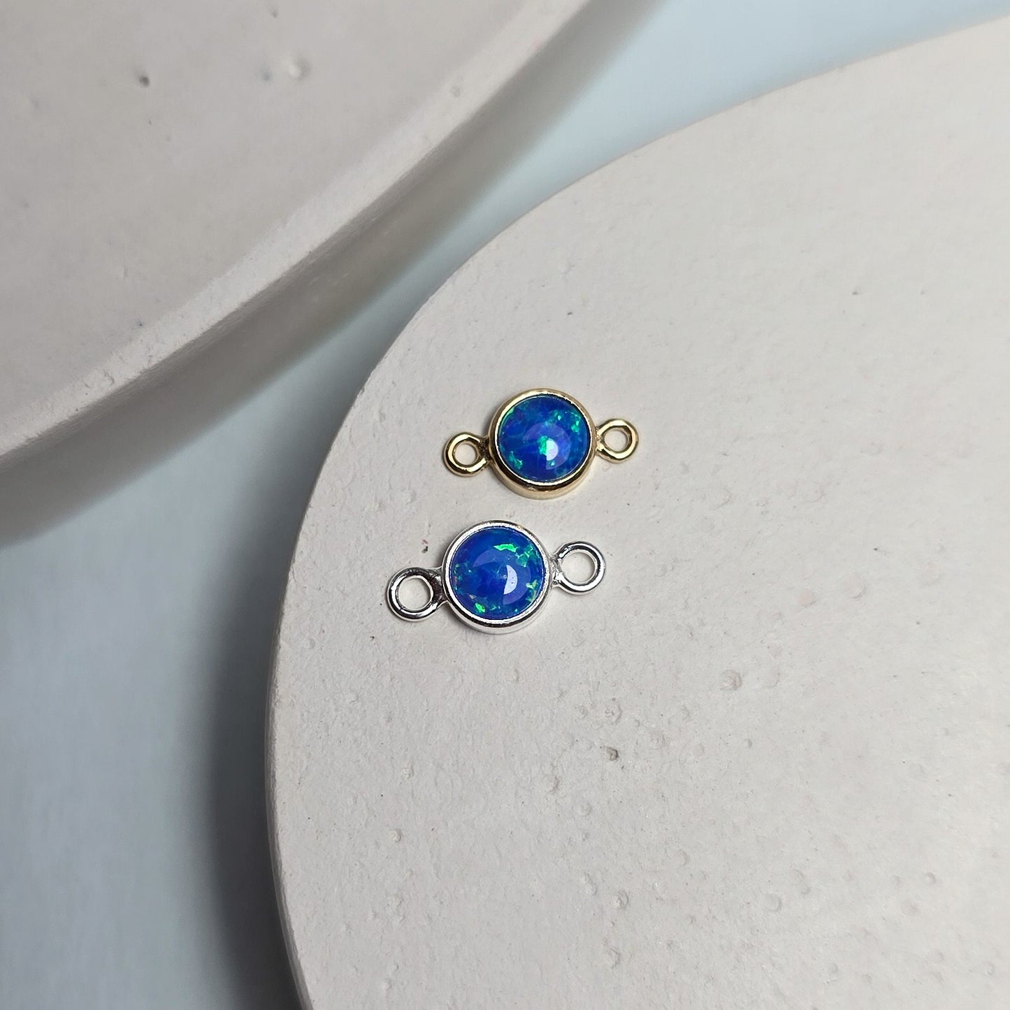 4mm Blue Opal Connector Charm - Links Permanent Jewellery Supplies