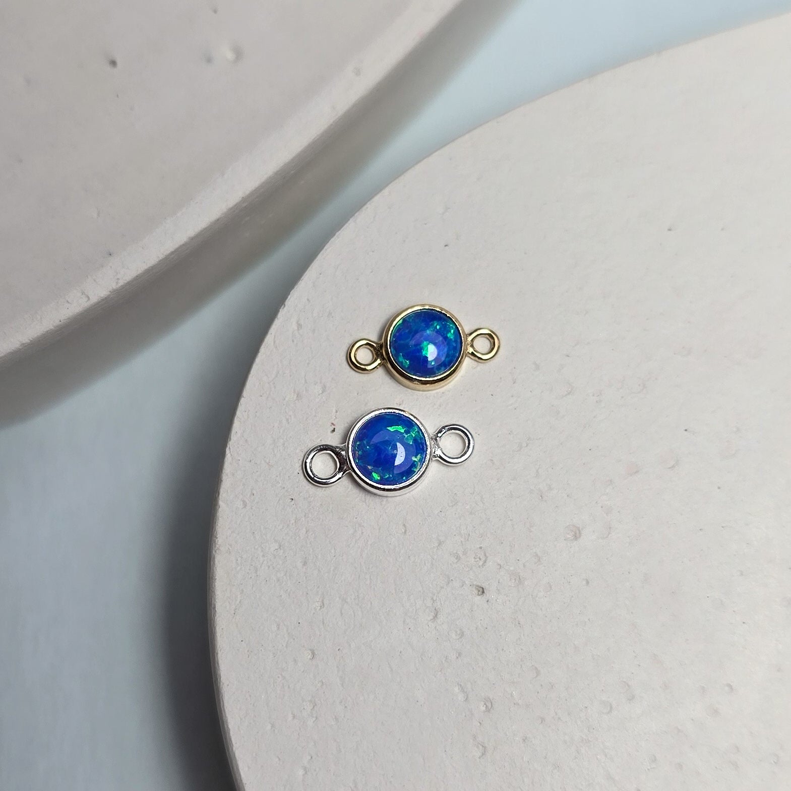 4mm Blue Opal Connector Charm - Links Permanent Jewellery Supplies