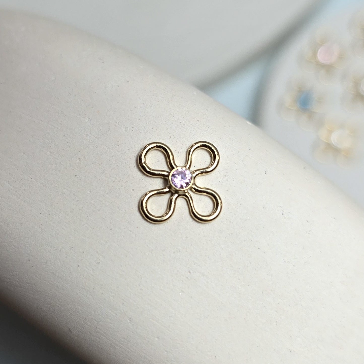 14k Gold Filled Crystal Flower Connector Charm - Links Permanent Jewellery Supplies