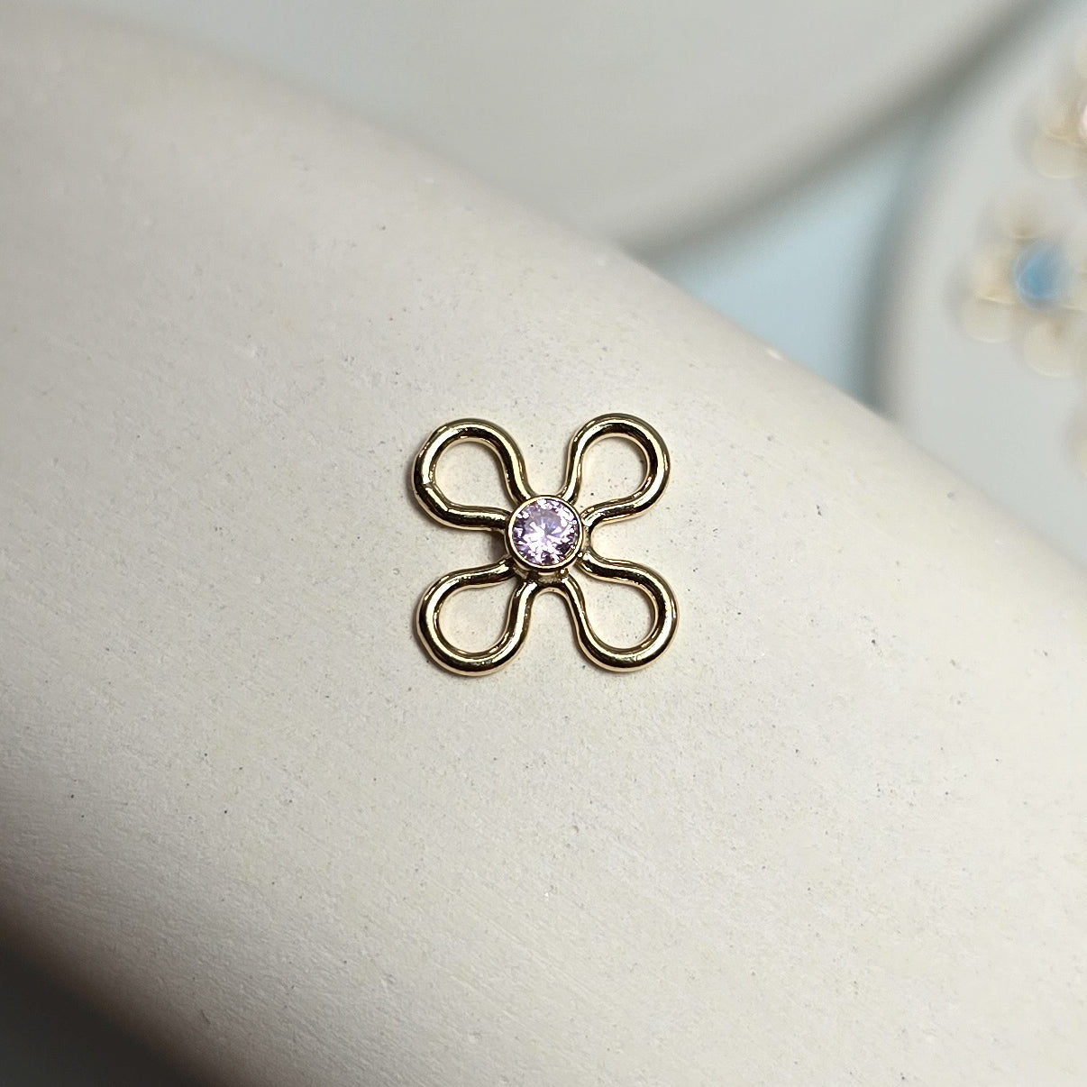 14k Gold Filled Crystal Flower Connector Charm - Links Permanent Jewellery Supplies