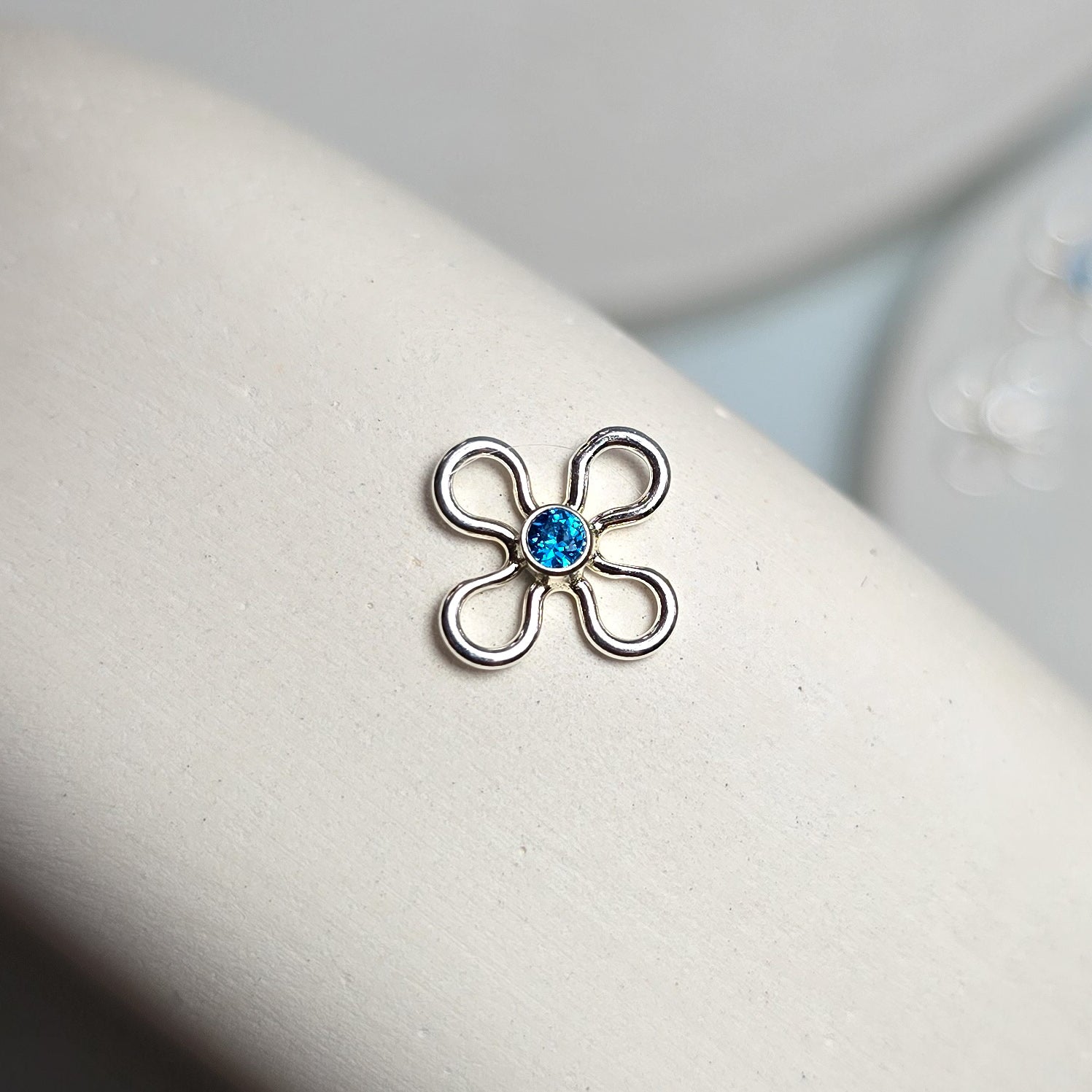 Sterling Silver Crystal Flower Connector Charm - Links Permanent Jewellery Supplies