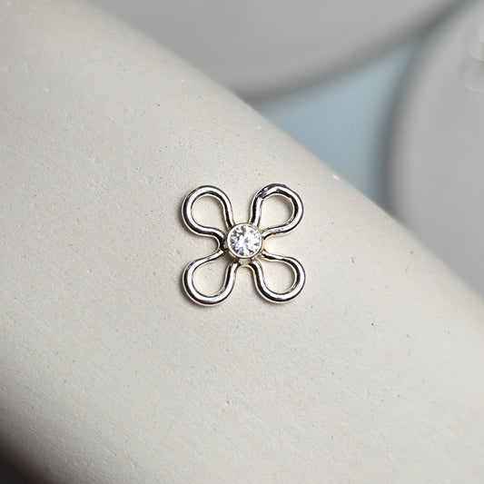 Sterling Silver Crystal Flower Connector Charm - Links Permanent Jewellery Supplies