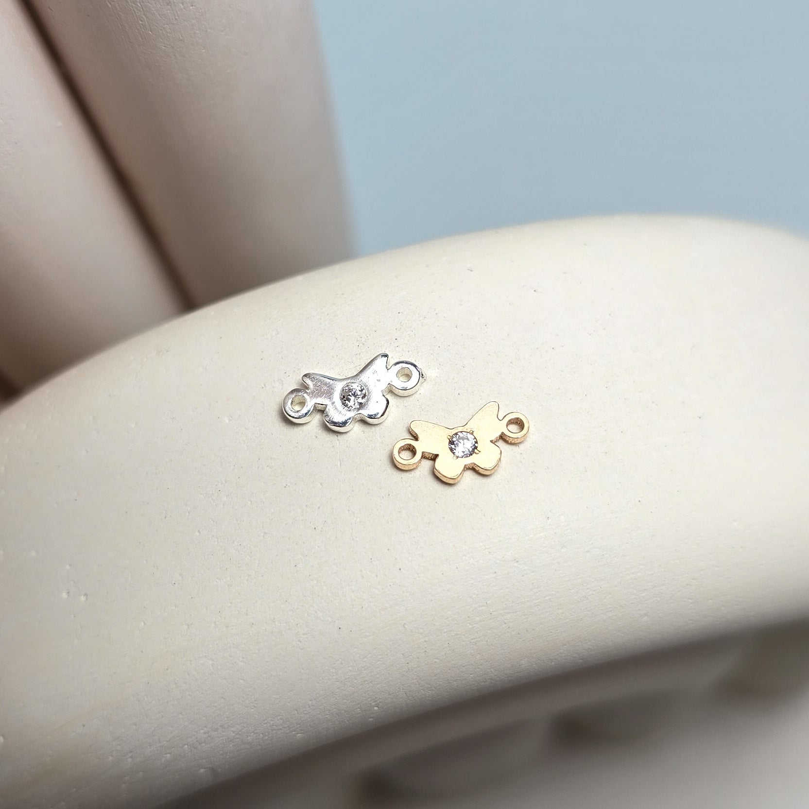 Cubic Zirconia Butterfly Connector Charm - Links Permanent Jewellery Supplies