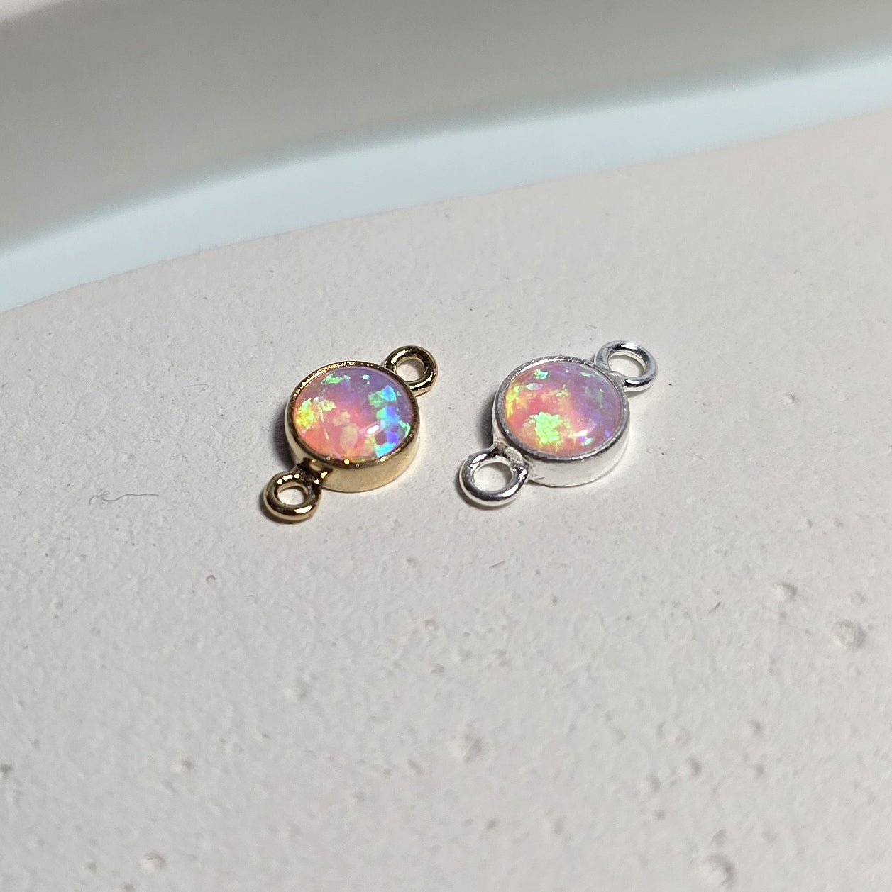 4mm Pink Opal Connector Charm - Links Permanent Jewellery Supplies