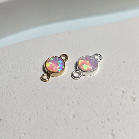 4mm Pink Opal Connector Charm - Links Permanent Jewellery Supplies