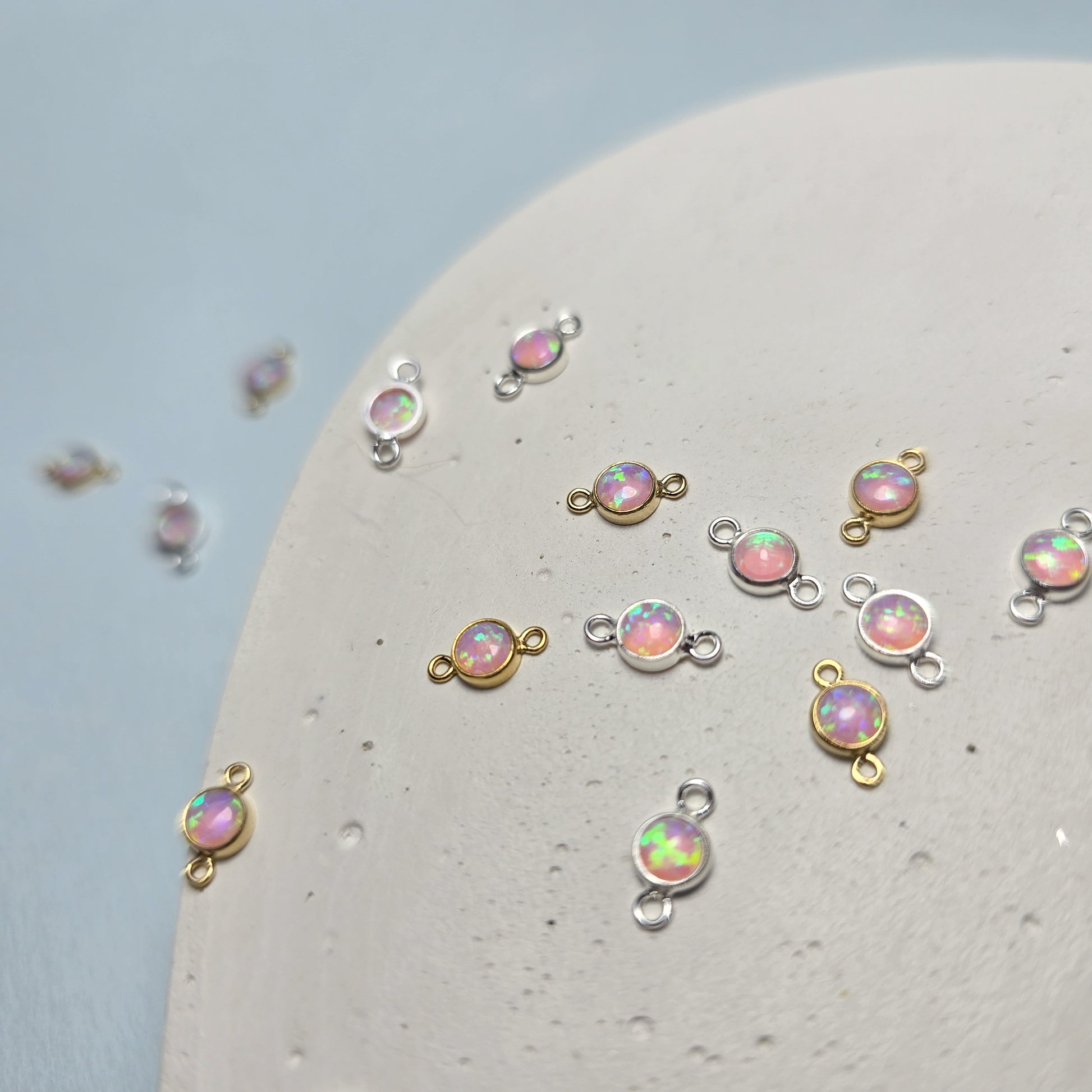 4mm Pink Opal Connector Charm - Links Permanent Jewellery Supplies