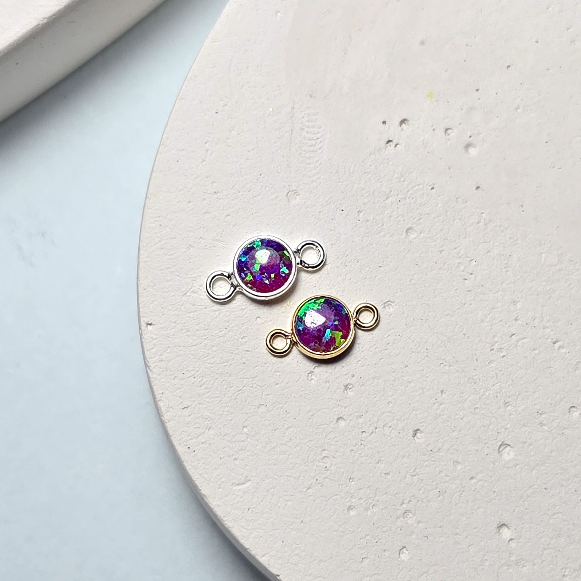 4Mm Purple Opal Connector Charm