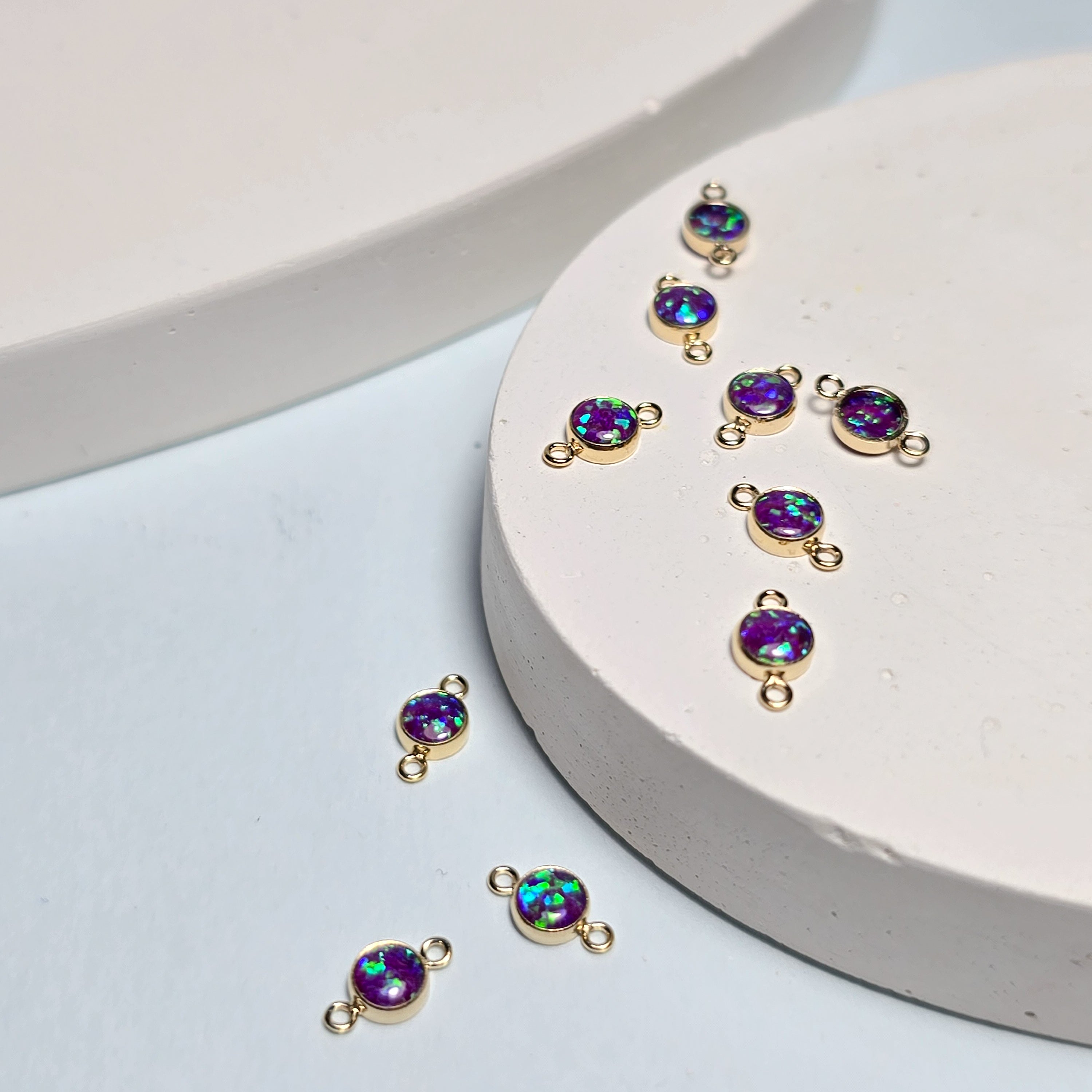 4Mm Purple Opal Connector Charm