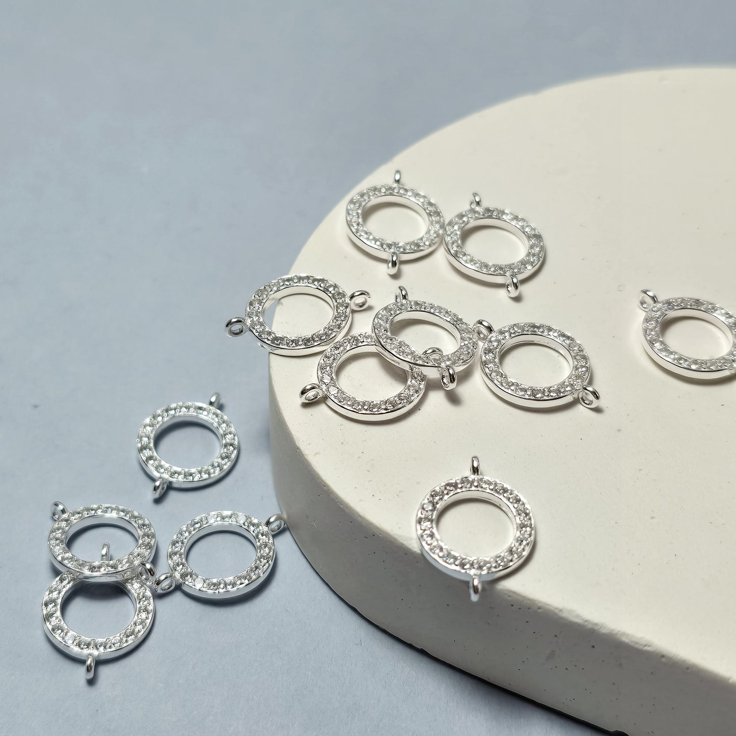 Sterling Silver Crystal Circle Connector