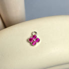 Sterling Silver Crystal Flower Pendant Charm Pink