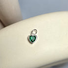 Sterling Silver Crystal Heart Pendant Charm Green