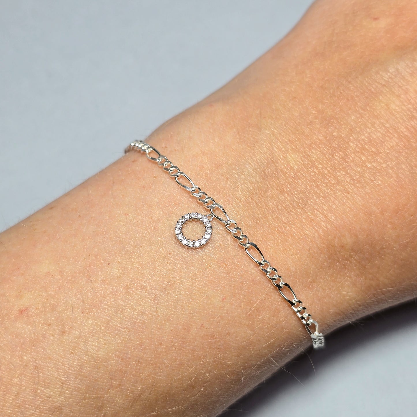 Sterling Silver Crystal Circle Charm