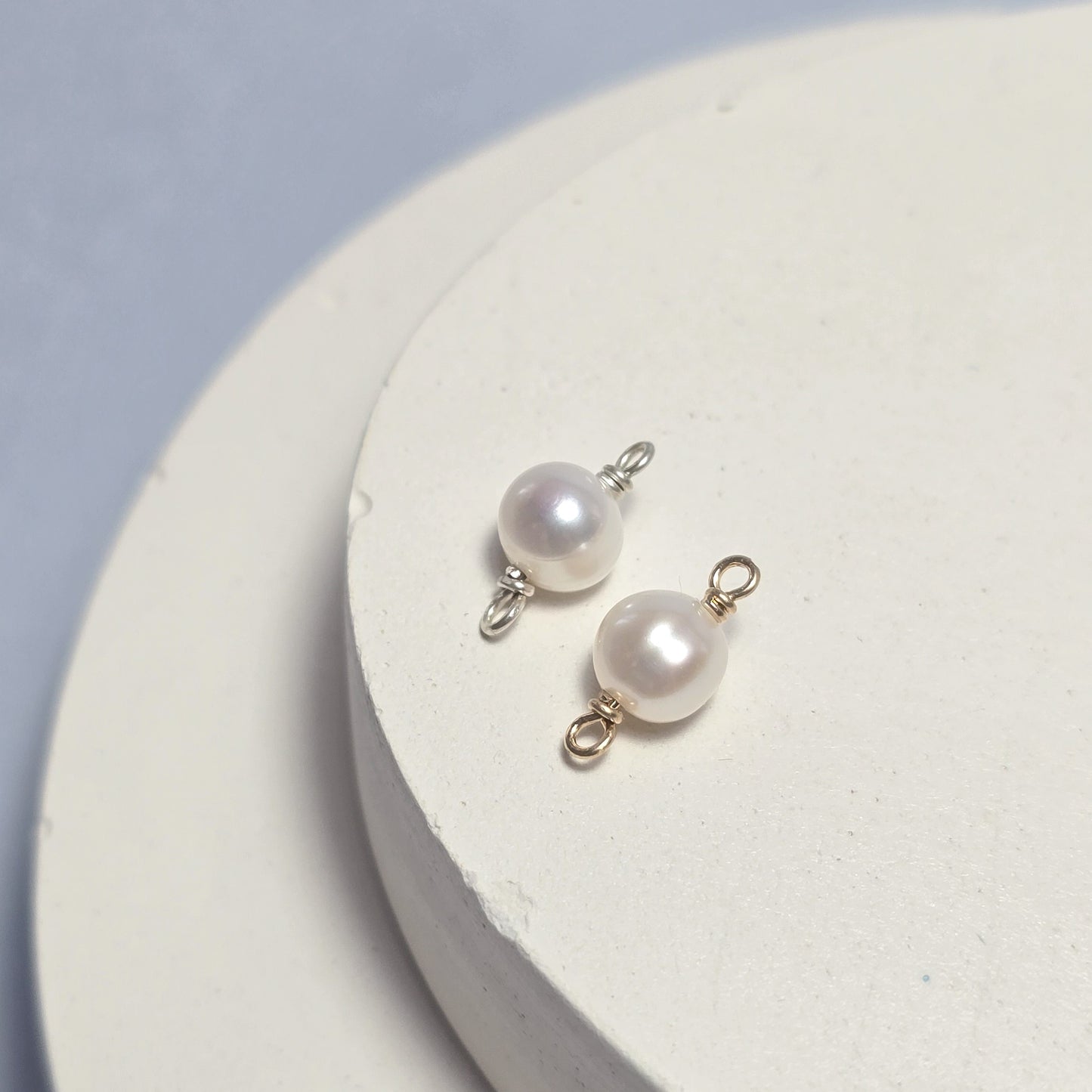 Freshwater Round Pearl Connector Charm