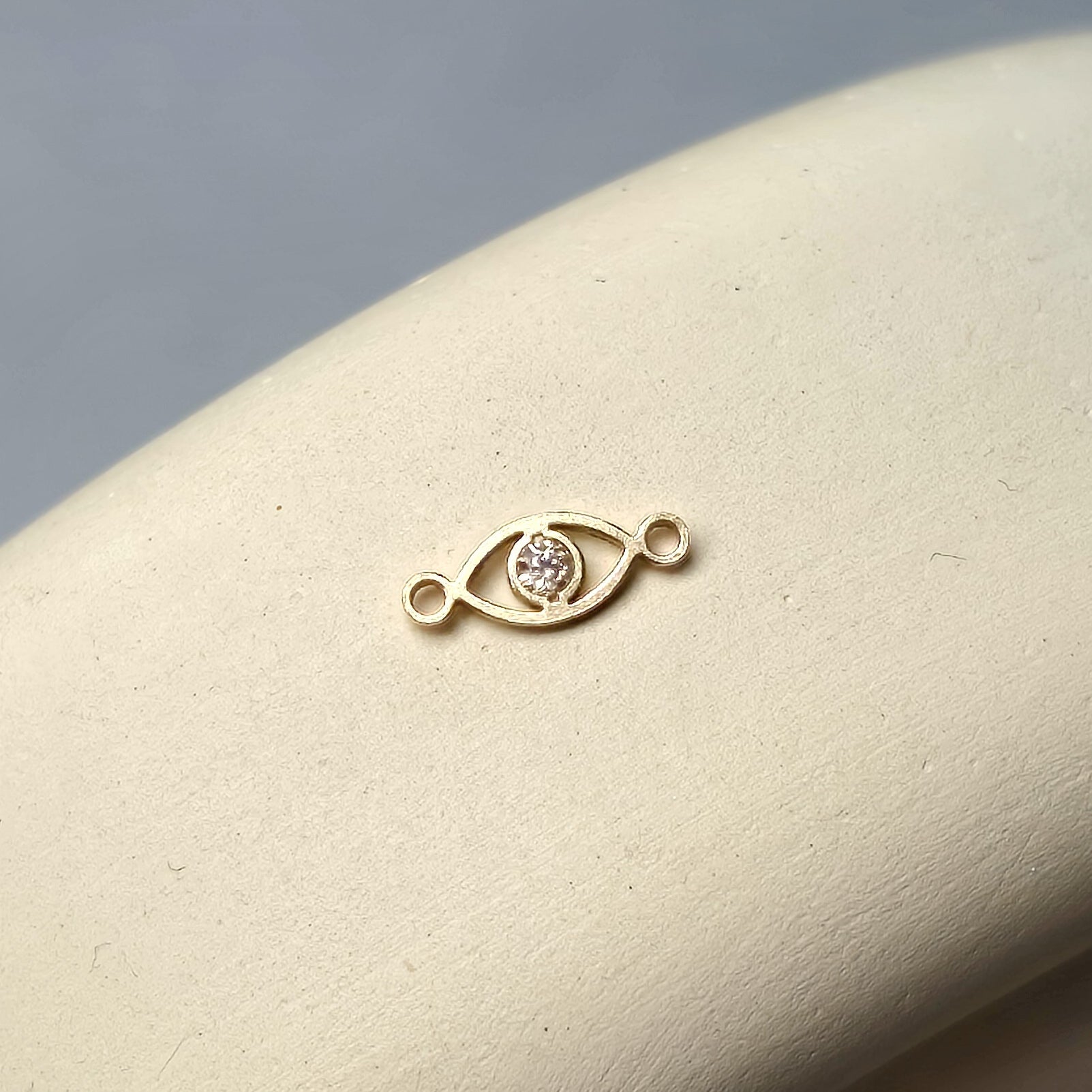 Cubic Zirconia Evil Eye Connector Charm 14K Gold Filled