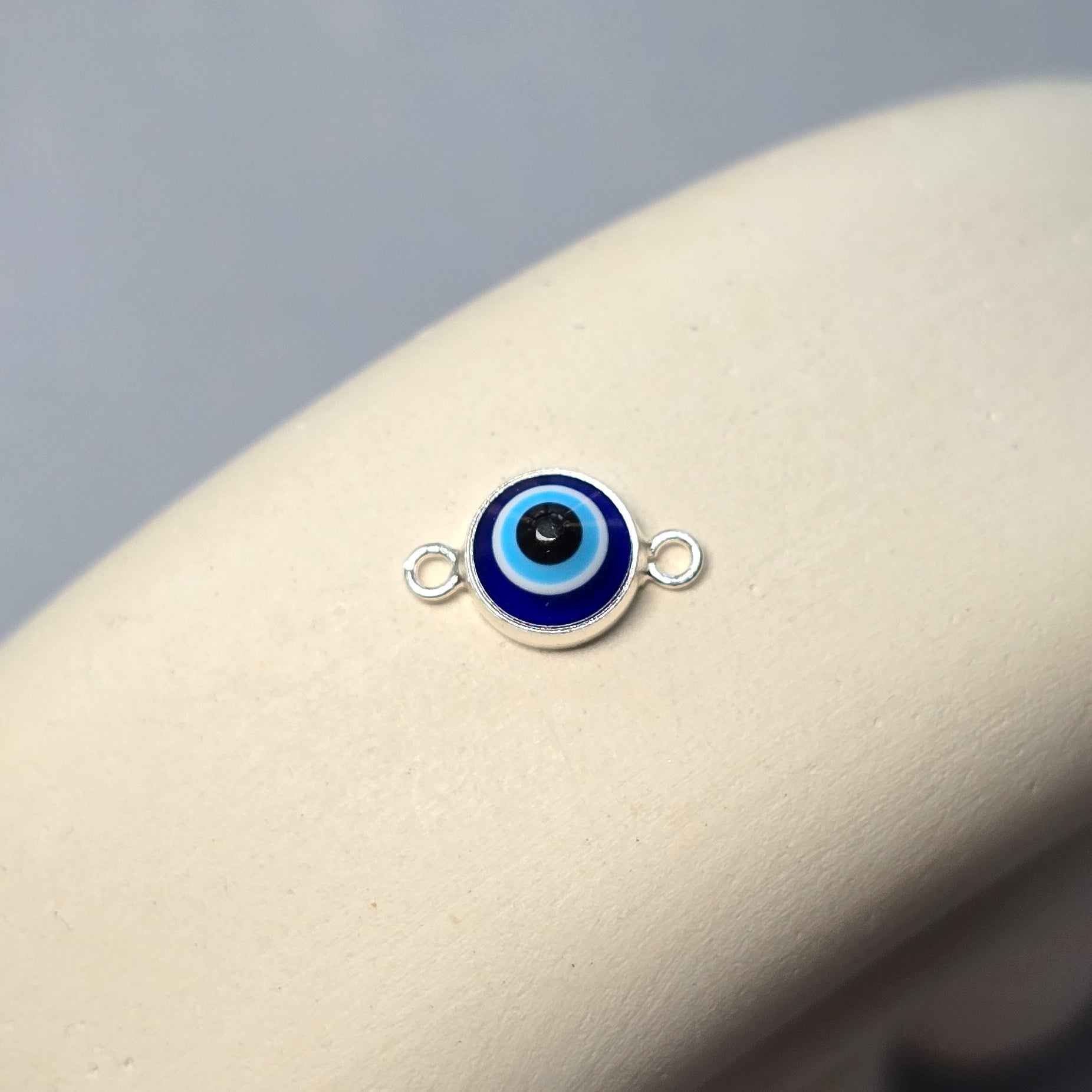Blue Evil Eye Connector Charm Sterling Silver