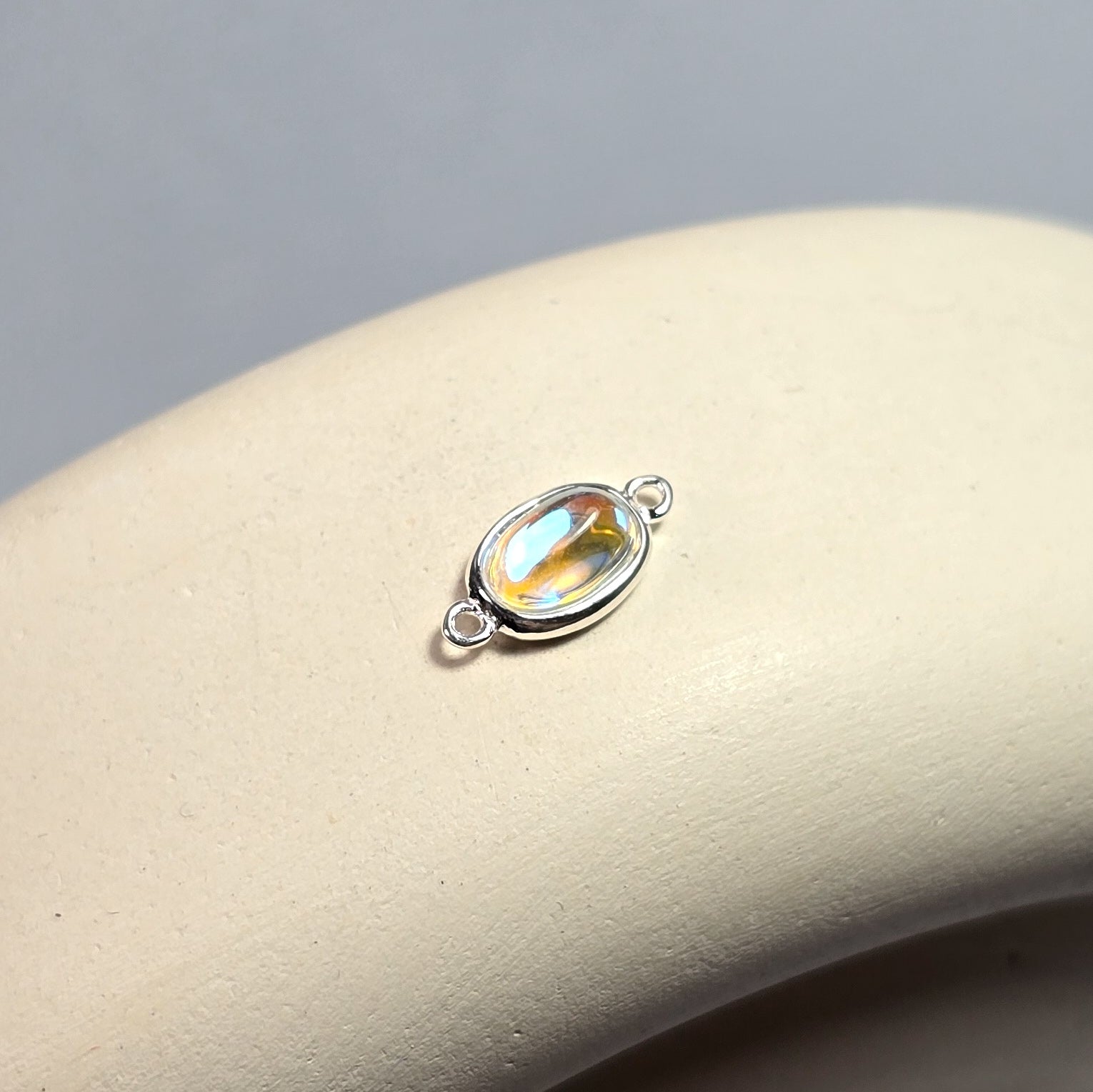 Oval Moonstone Connector Charm