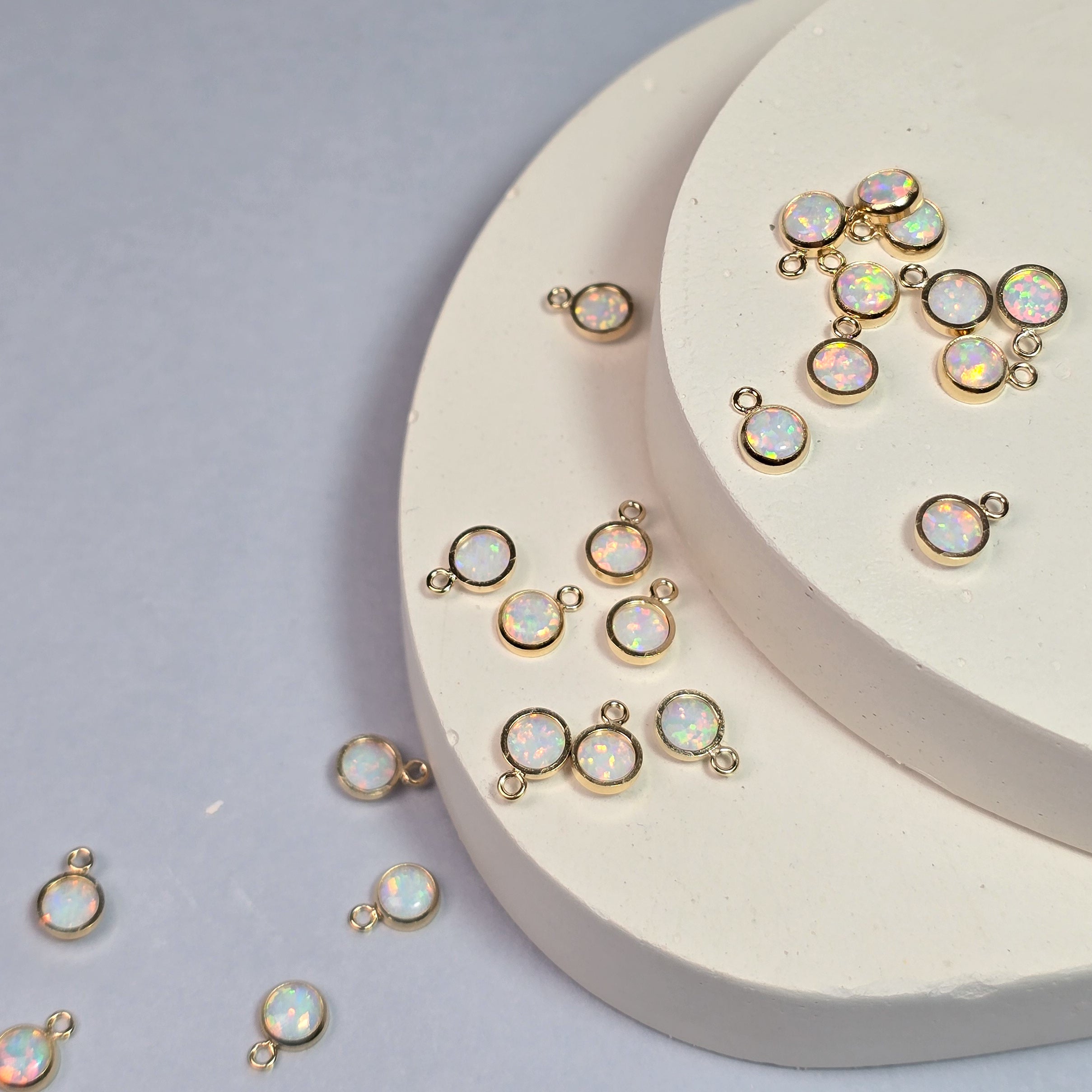 4Mm White Opal Pendant Charm