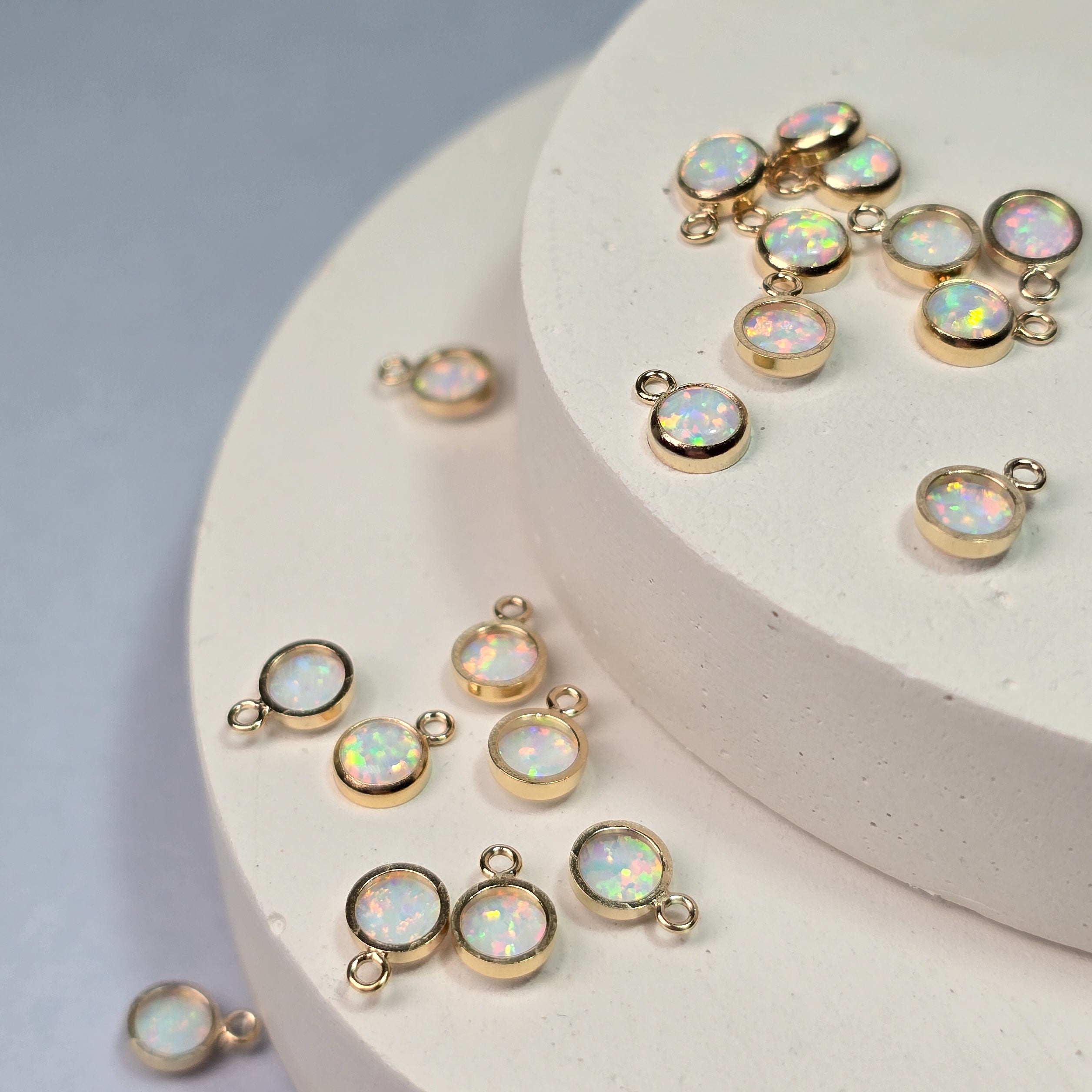 4Mm White Opal Pendant Charm