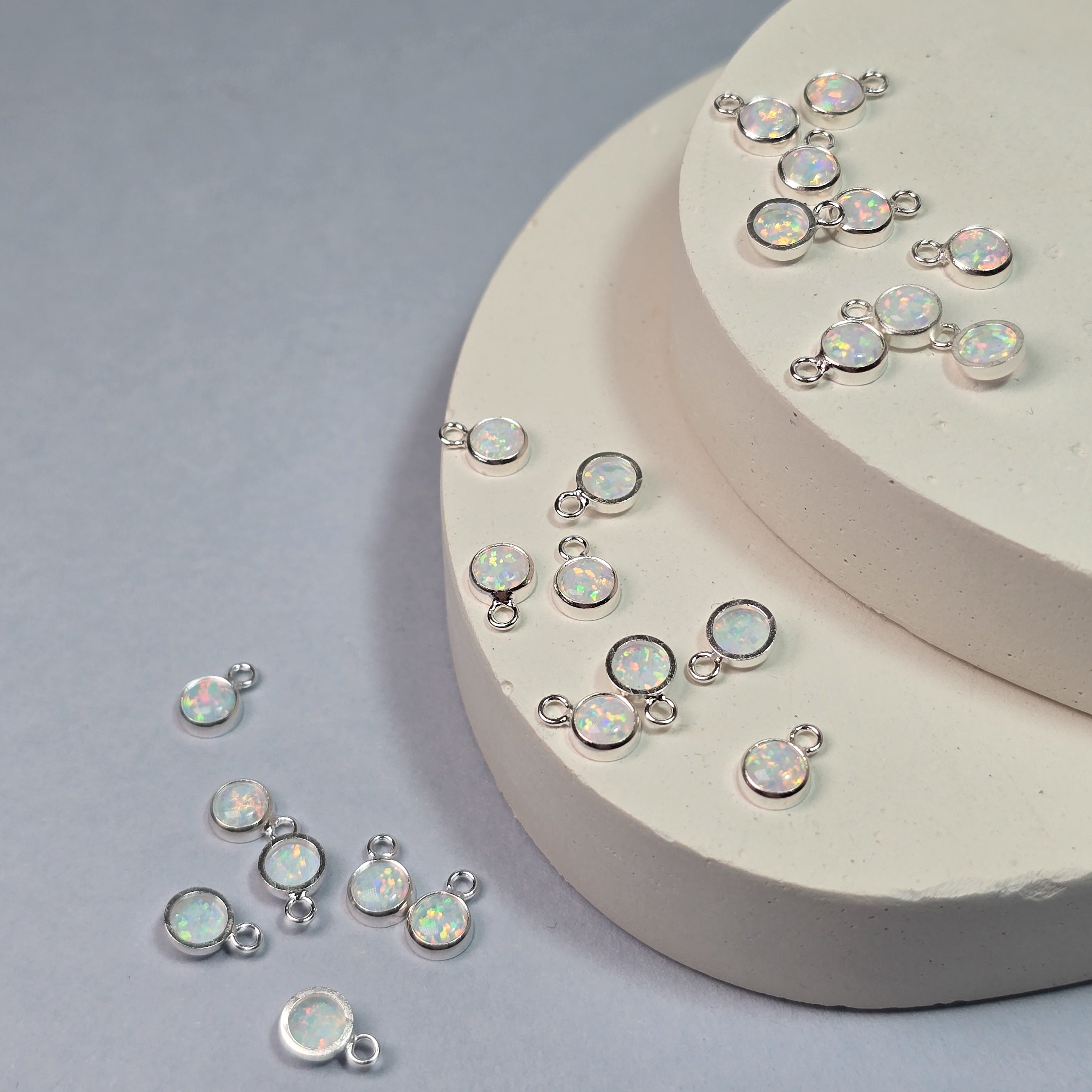 4Mm White Opal Pendant Charm