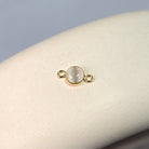 4Mm White Cat’s Eye Connector Charm 14K Gold Filled