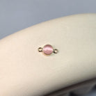 4Mm Pink Cat’s Eye Connector Charm 14K Gold Filled