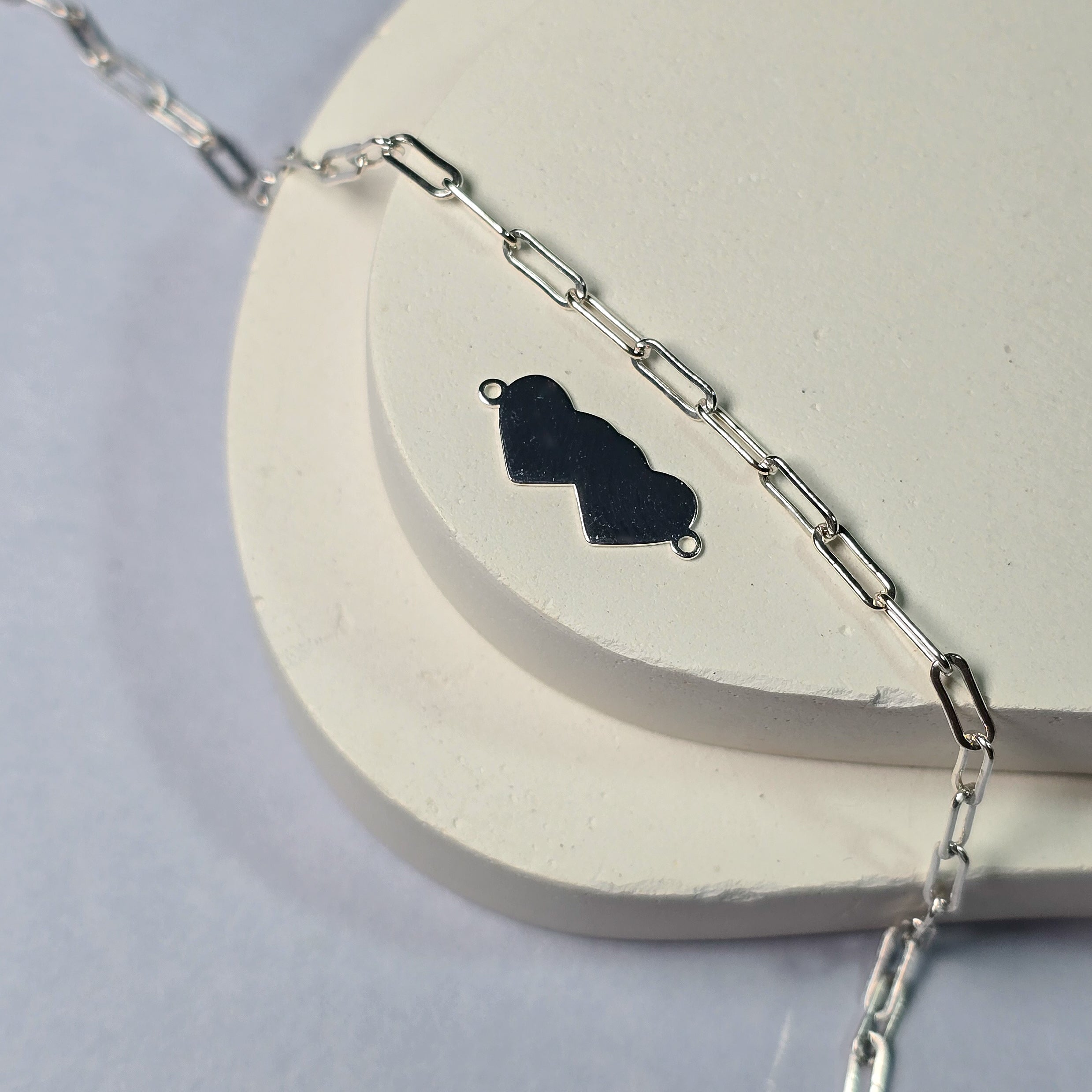 Sterling Silver Blank Double Heart Connector