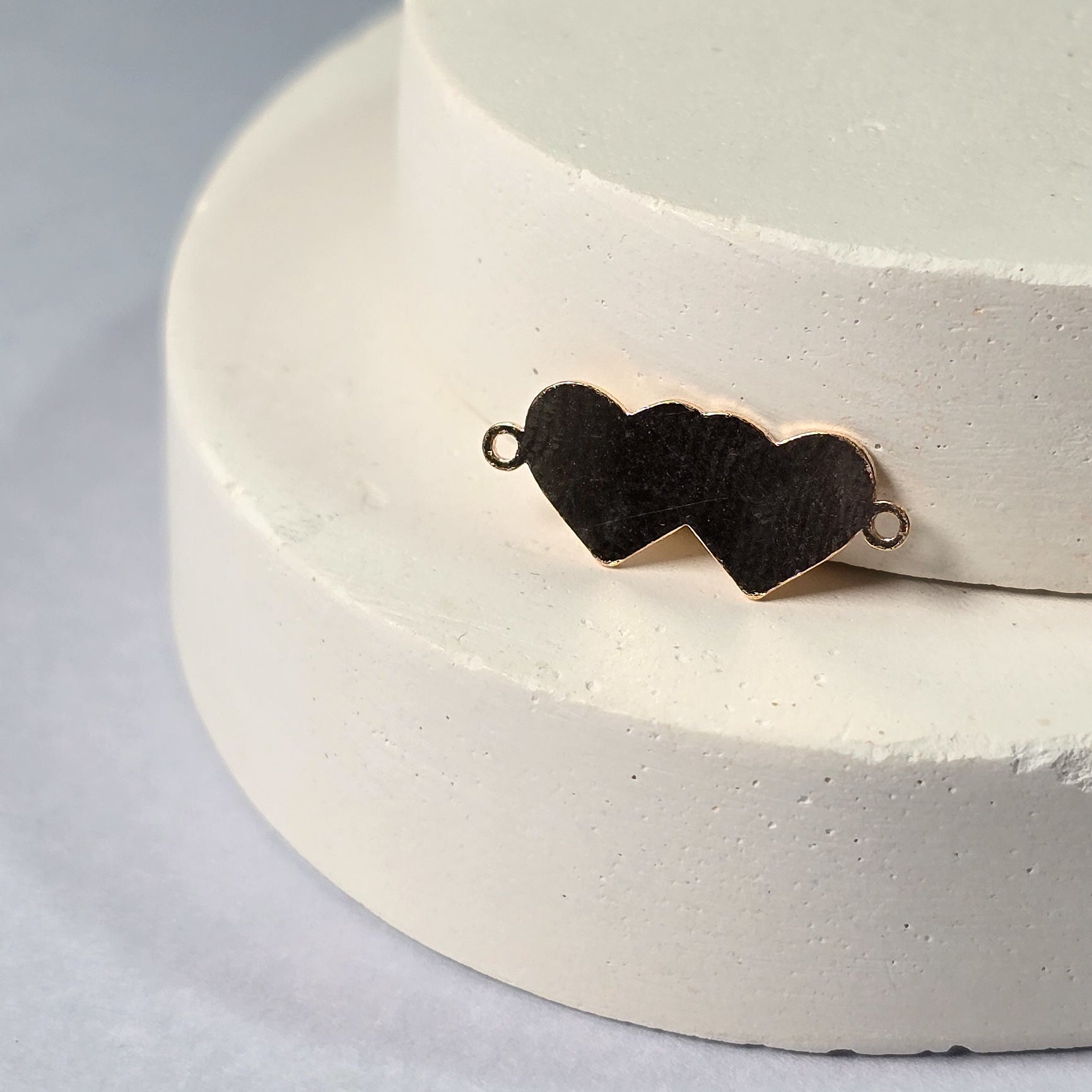14K Gold Filled Blank Double Heart Connector