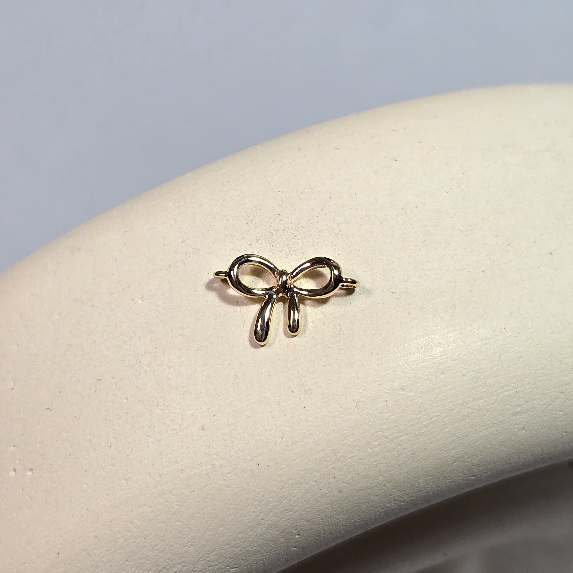 Luxury 9K Solid Gold Bow Connector Charm