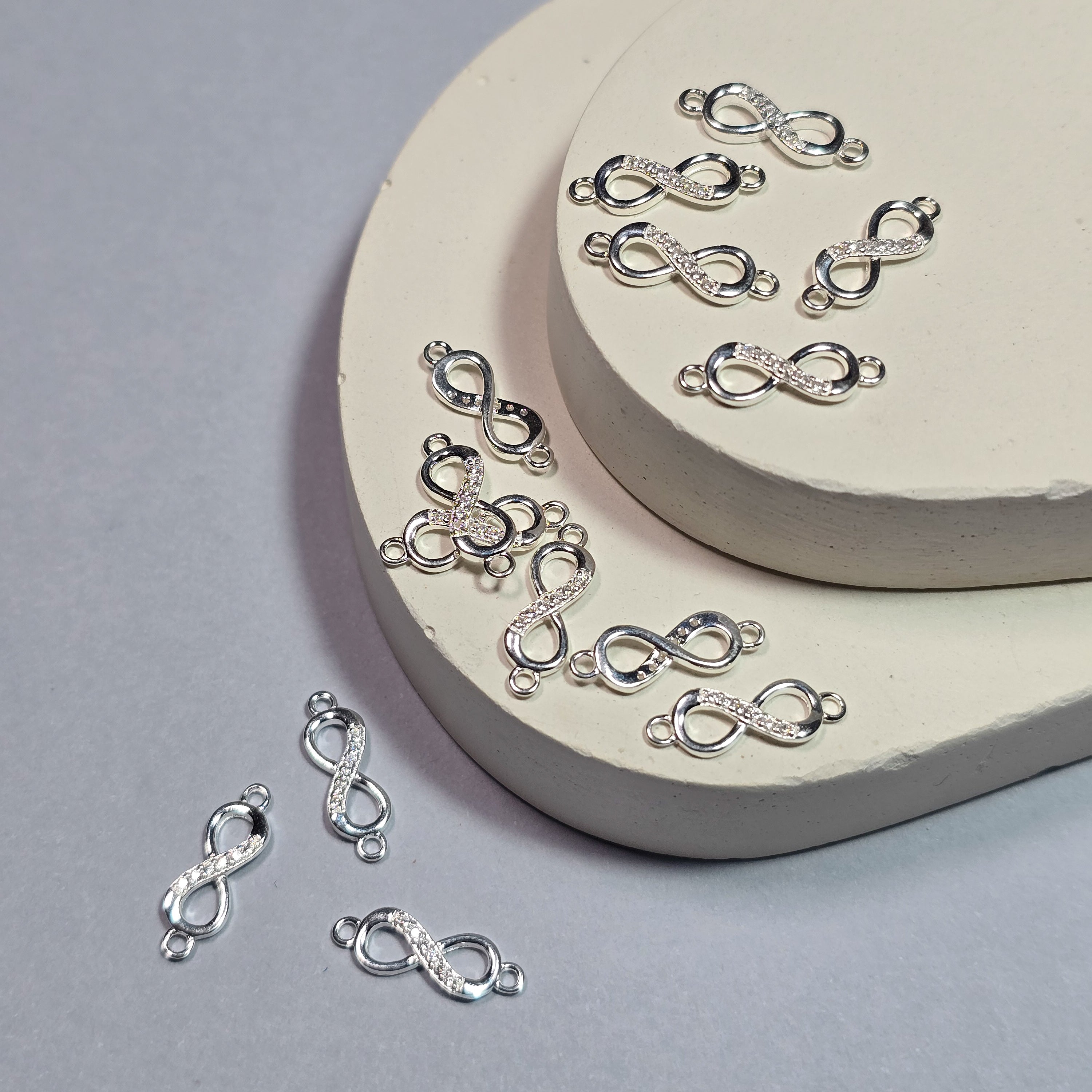 Sterling Silver Crystal Infinity Connector Charm